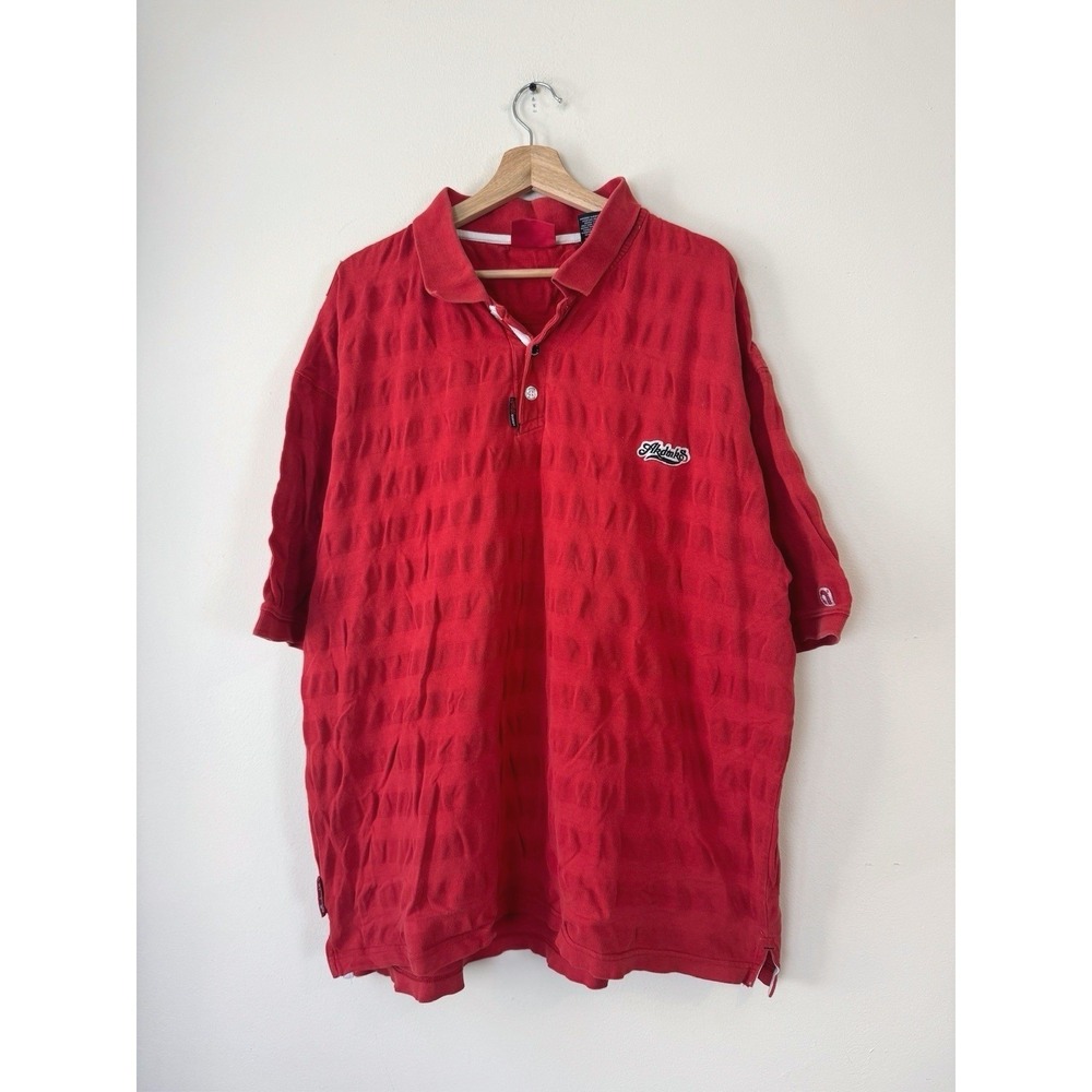 Vintage Y2K Akademiks Textured Striped Red Polo Tee Shirt - 3XL‎